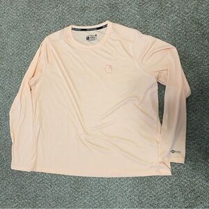 Carhartt Force Sun Defender Long Sleeve Shirt Womens XL Peach Relaxed Fit EUC